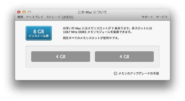 MacBook Pro メモリ8GBになった